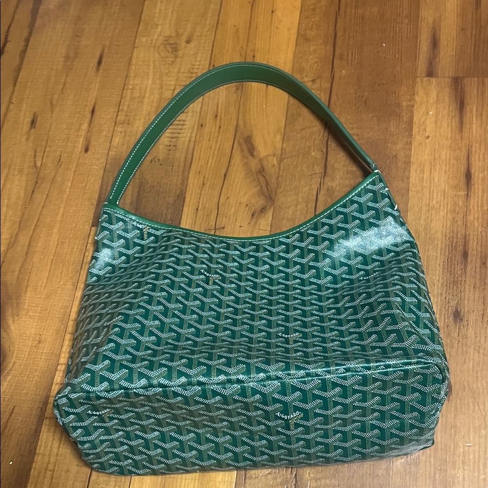 Green goyard tote with all over print medium size hobo style color green
